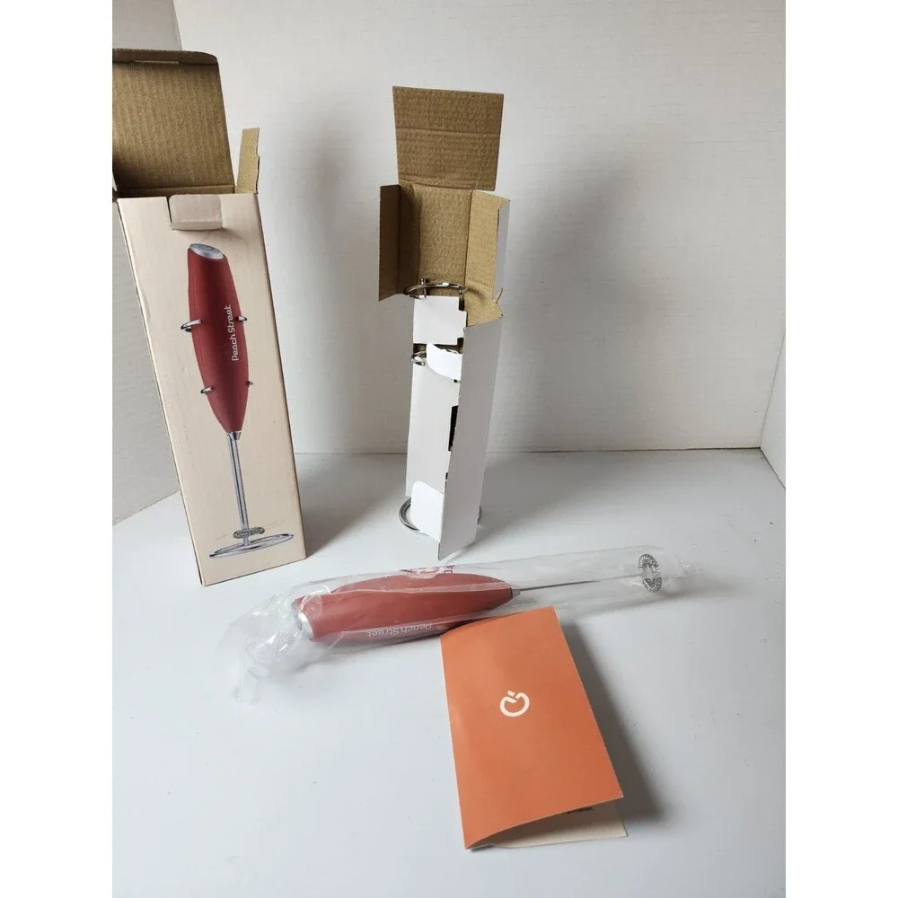 New Peach Street Handheld Milk Frother-Mini Frother Wand Battery Mixer W Stand